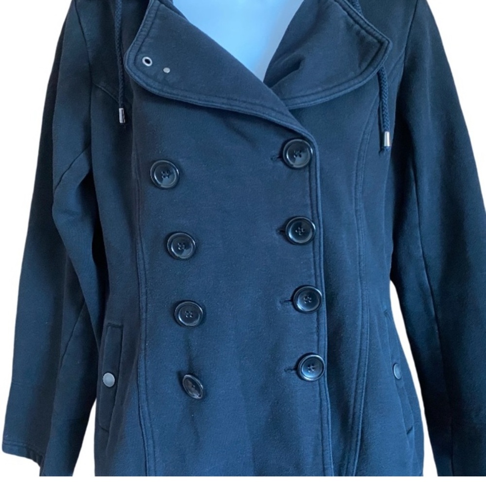 Wet Seal Y2K Black Double Breasted Hooded Coat Juniors XL